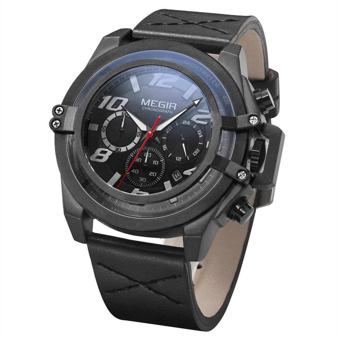 MEGIR Fashion Mens Watch Top Brand Luxury Sports Watches Waterproof Quartz Clock Leather Military Wrist Watch Relogio Masculino-6