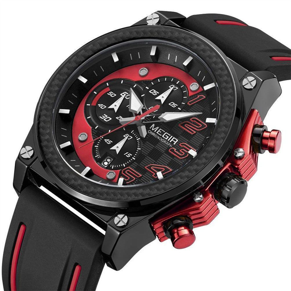MEGIR Chronograph Sport Watch Men Silicone Military Wrist Watches Waterproof Date Clock Top Brand Quartz Watch Reloj Hombre 2051-7