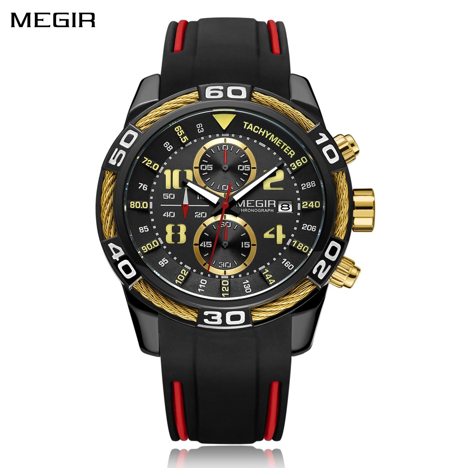MEGIR Fashion Sports Watches for Mens Luxury Quartz Casual Wristwatch Relogio Masculino Man Chronograph Silicone Strap Clock-0