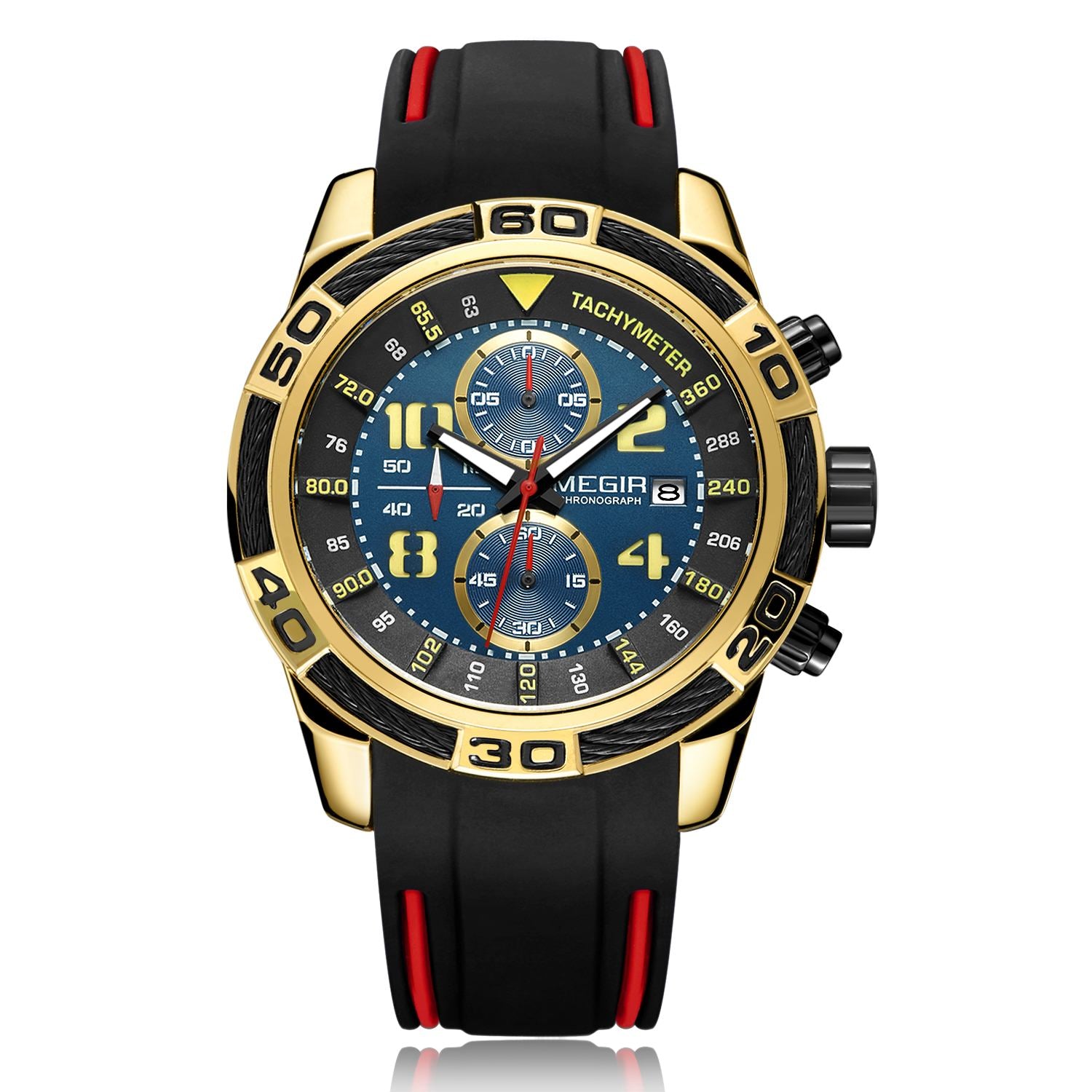 MEGIR Fashion Sports Watches for Mens Luxury Quartz Casual Wristwatch Relogio Masculino Man Chronograph Silicone Strap Clock-8