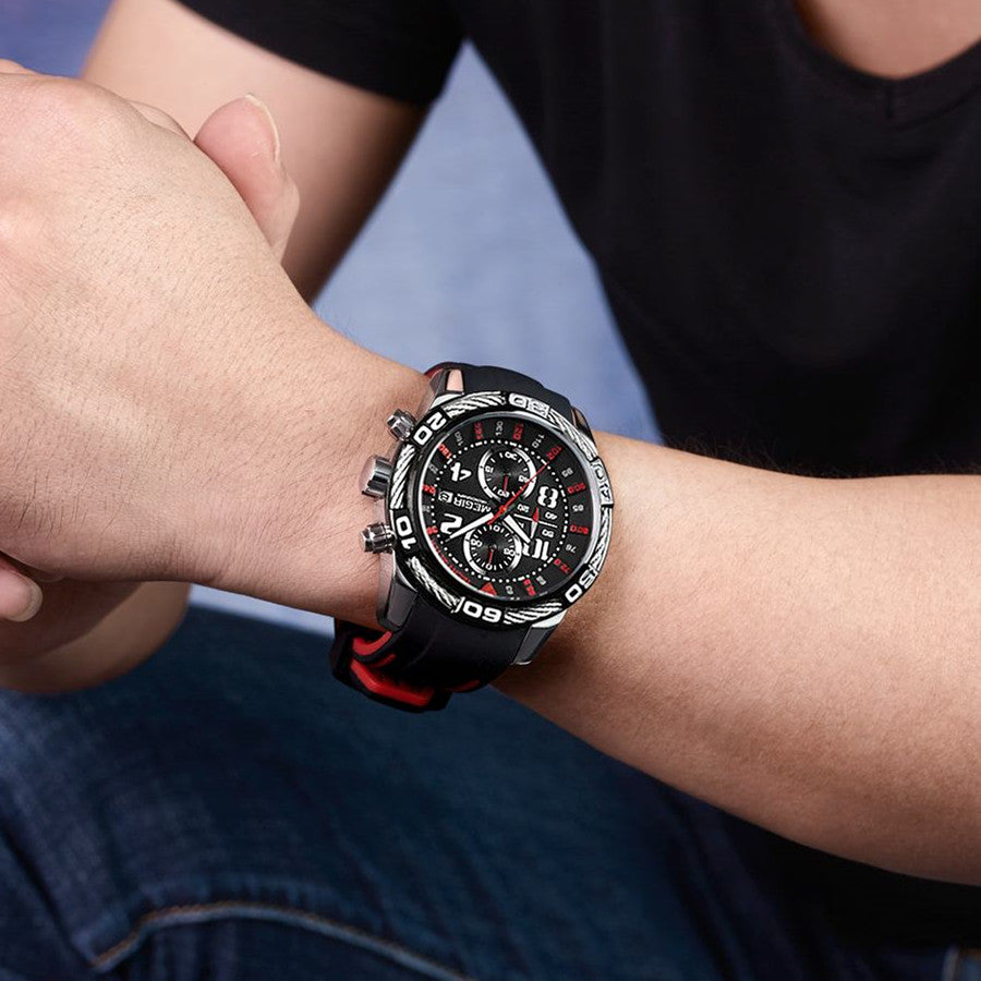 MEGIR Fashion Sports Watches for Mens Luxury Quartz Casual Wristwatch Relogio Masculino Man Chronograph Silicone Strap Clock-3