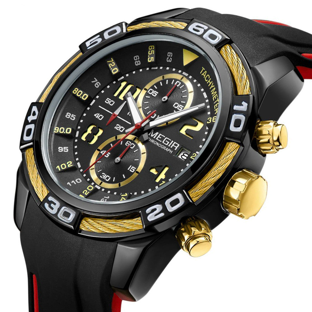 MEGIR Fashion Sports Watches for Mens Luxury Quartz Casual Wristwatch Relogio Masculino Man Chronograph Silicone Strap Clock-7