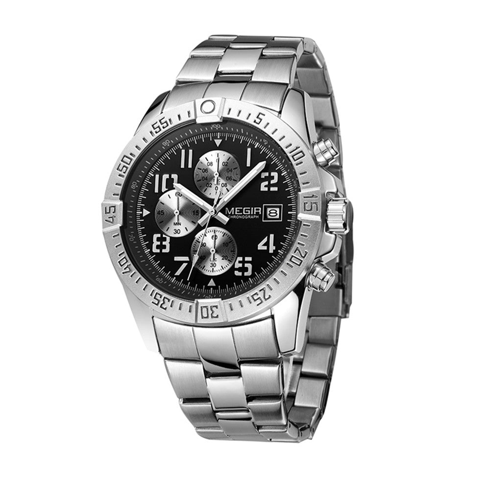 MEGIR Men's Business Quartz Watches Top Luxury Brand Casual Wristwatch Waterproof Date Clock Stainless Steel Man Chronograph-9