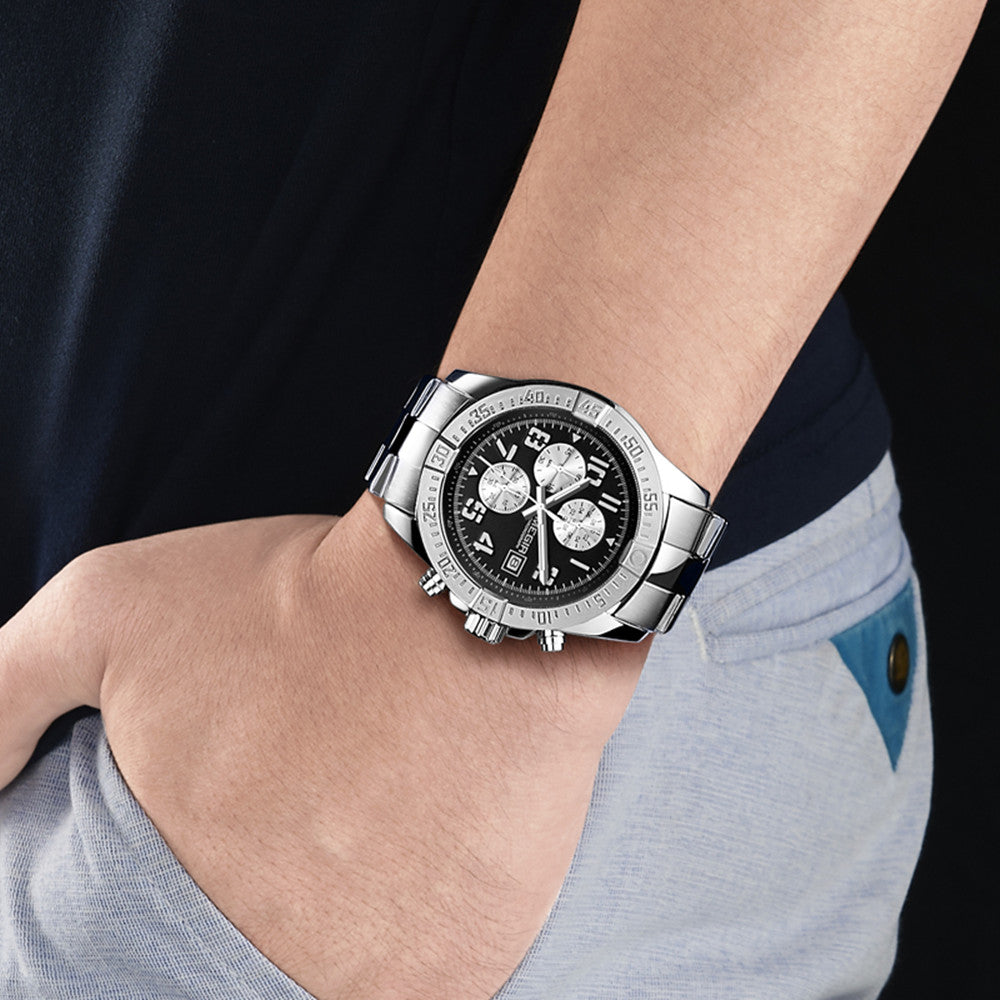 MEGIR Men's Business Quartz Watches Top Luxury Brand Casual Wristwatch Waterproof Date Clock Stainless Steel Man Chronograph-1