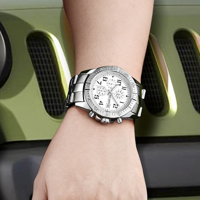 MEGIR Men's Business Quartz Watches Top Luxury Brand Casual Wristwatch Waterproof Date Clock Stainless Steel Man Chronograph-3