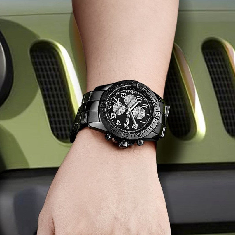 MEGIR Men's Business Quartz Watches Top Luxury Brand Casual Wristwatch Waterproof Date Clock Stainless Steel Man Chronograph-4