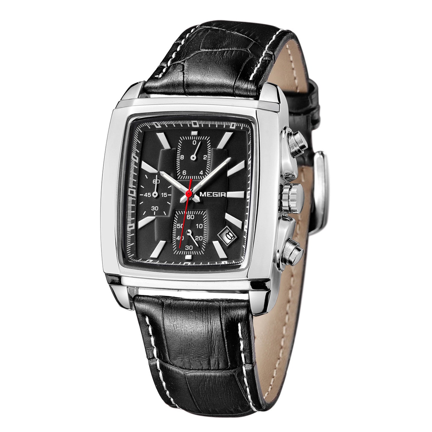 MEGIR Watch Men Business Wristwatch Rectangle Quartz Military Watches Waterproof Luminous Leather Casual Moda Clock Reloj Hombre-8