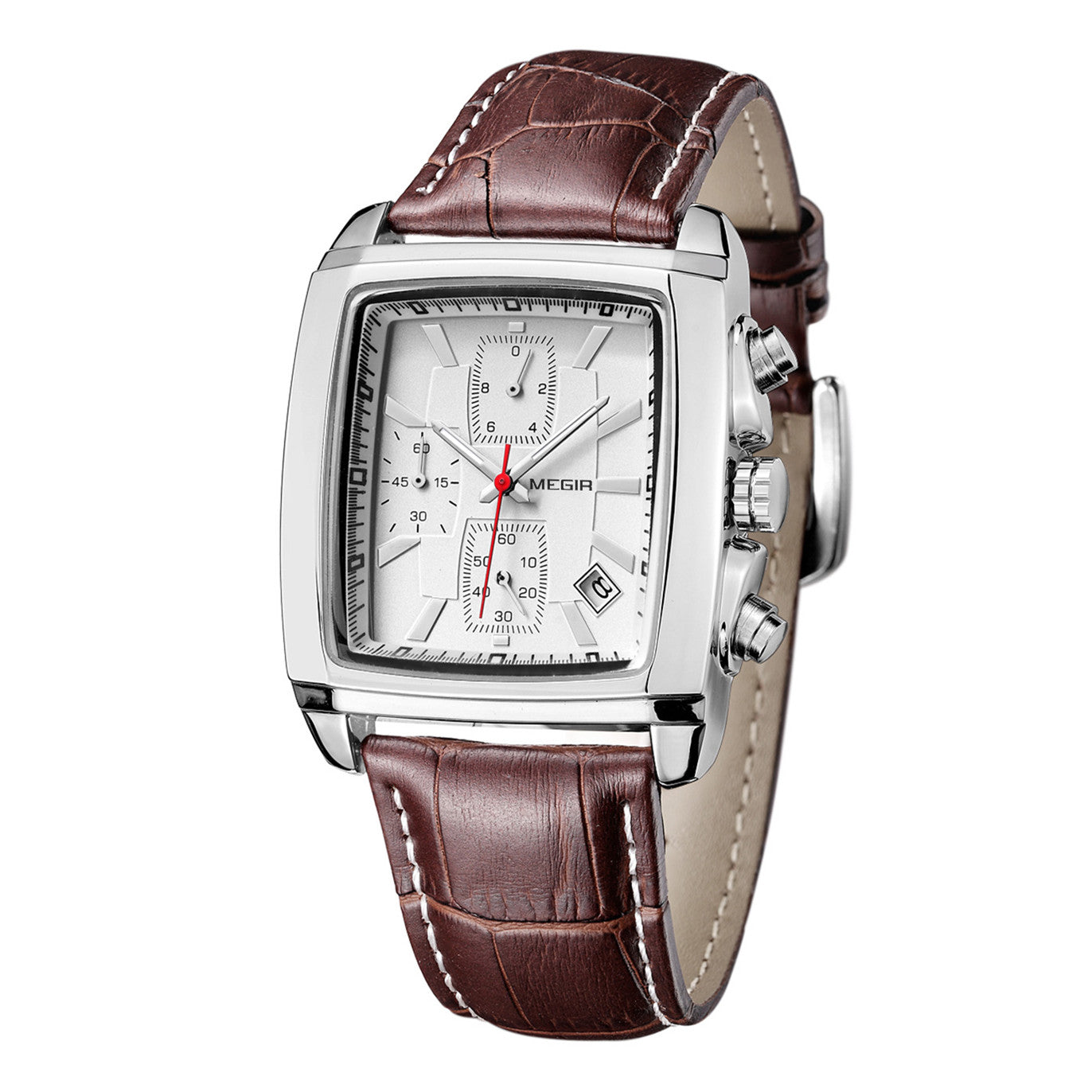 MEGIR Watch Men Business Wristwatch Rectangle Quartz Military Watches Waterproof Luminous Leather Casual Moda Clock Reloj Hombre-7