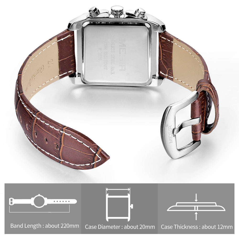 MEGIR Watch Men Business Wristwatch Rectangle Quartz Military Watches Waterproof Luminous Leather Casual Moda Clock Reloj Hombre-15