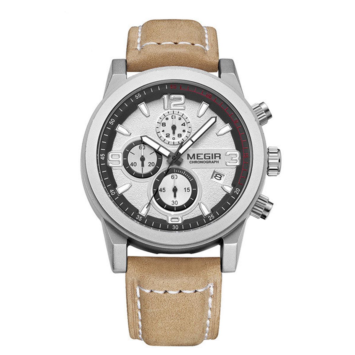 MEGIR Original Brand Luxury Watch Men's Sport Watches Leather Strap Watch Quartz Wristwatches Luminous Casual Relogio Masculino-6