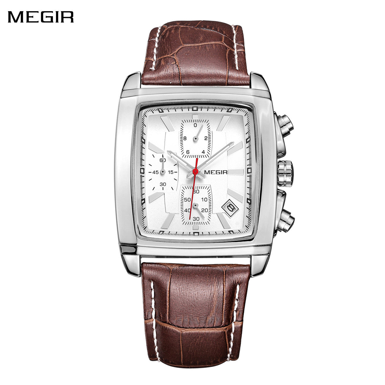 MEGIR Watch Men Business Wristwatch Rectangle Quartz Military Watches Waterproof Luminous Leather Casual Moda Clock Reloj Hombre-0
