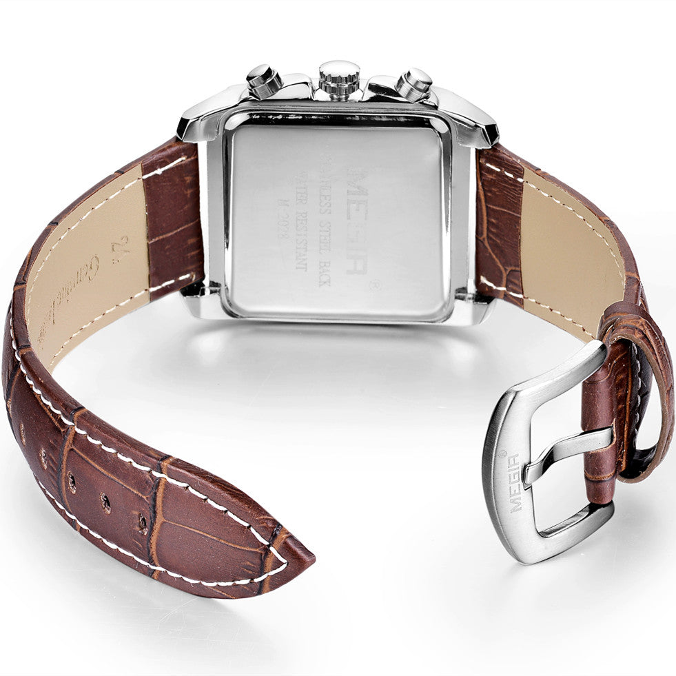 MEGIR Watch Men Business Wristwatch Rectangle Quartz Military Watches Waterproof Luminous Leather Casual Moda Clock Reloj Hombre-11
