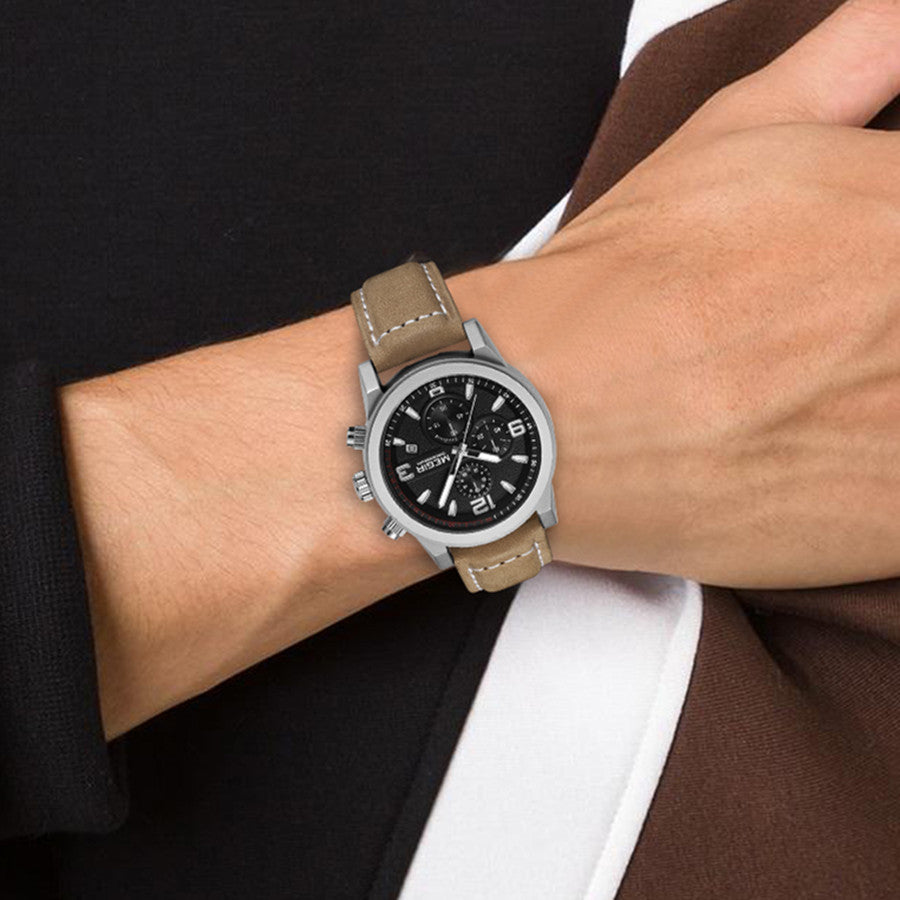 MEGIR Original Brand Luxury Watch Men's Sport Watches Leather Strap Watch Quartz Wristwatches Luminous Casual Relogio Masculino-2