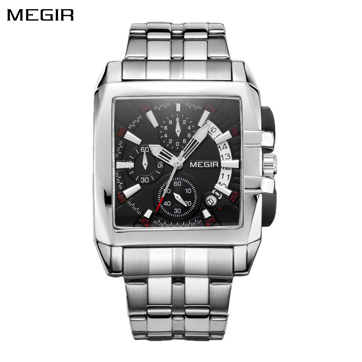 MEGIR Original Luxury Men Watch Stainless Steel Mens Quartz Wrist Watches Business Big Dial Wristwatches Relogio Masculino 2018-0