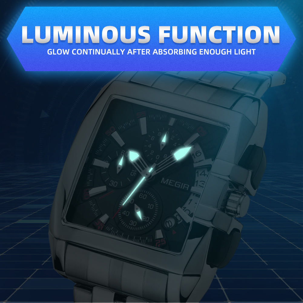 MEGIR Original Luxury Men Watch Stainless Steel Mens Quartz Wrist Watches Business Big Dial Wristwatches Relogio Masculino 2018-5