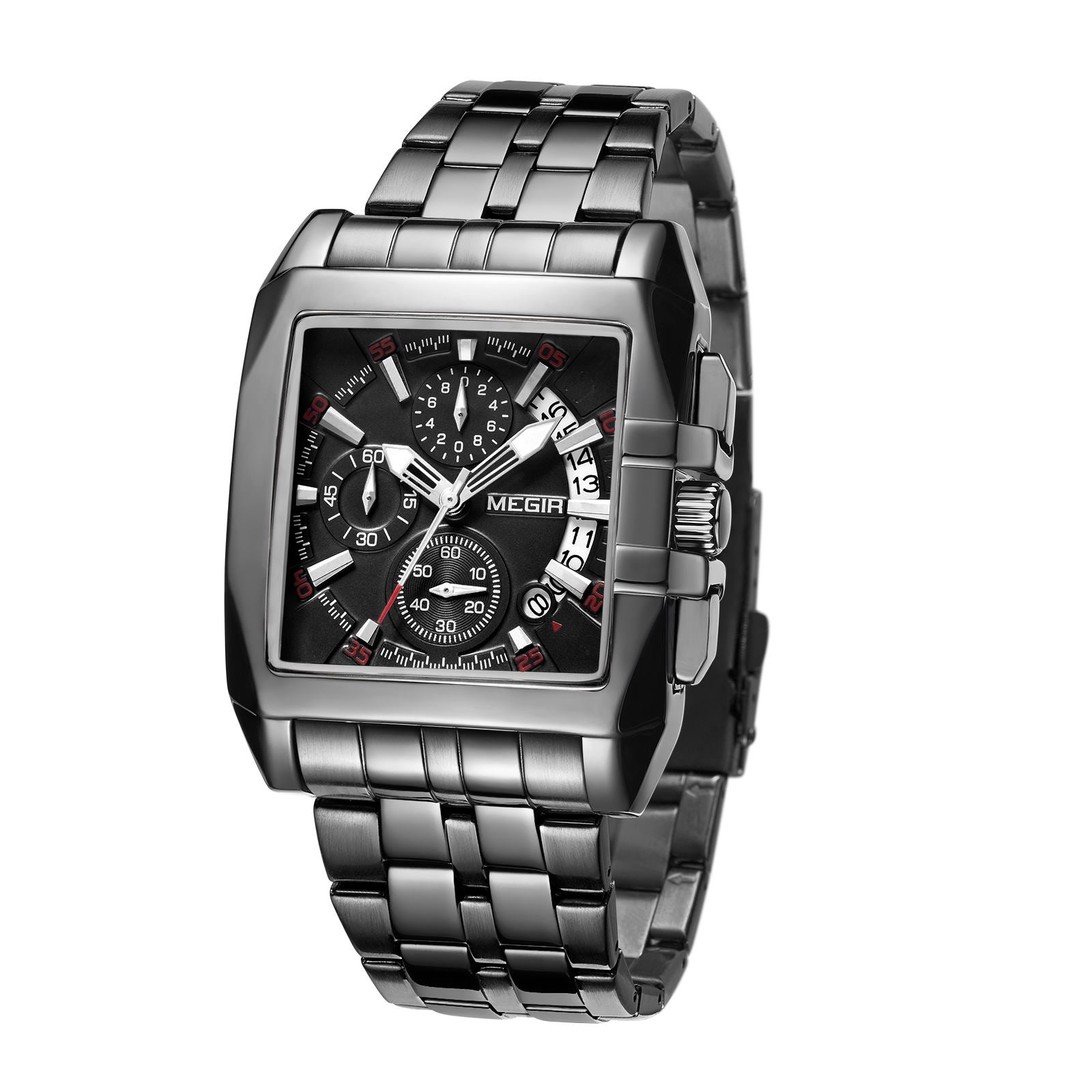 MEGIR Original Luxury Men Watch Stainless Steel Mens Quartz Wrist Watches Business Big Dial Wristwatches Relogio Masculino 2018-12