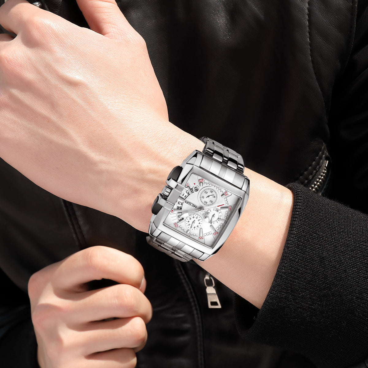 MEGIR Original Luxury Men Watch Stainless Steel Mens Quartz Wrist Watches Business Big Dial Wristwatches Relogio Masculino 2018-2