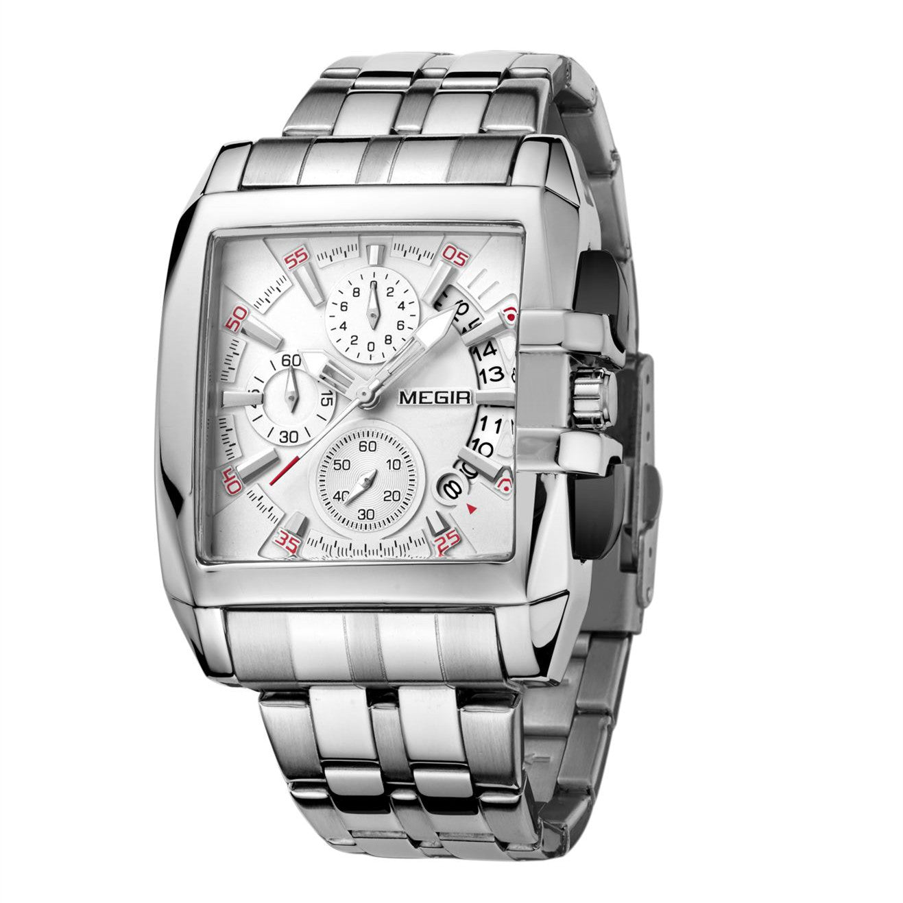 MEGIR Original Luxury Men Watch Stainless Steel Mens Quartz Wrist Watches Business Big Dial Wristwatches Relogio Masculino 2018-11