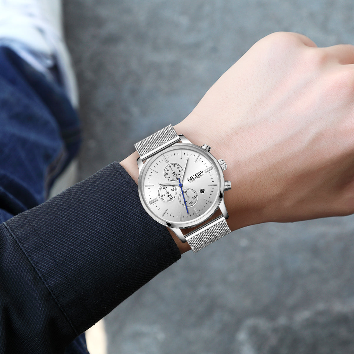 MEGIR Men's Quartz Watch Top Brand Luxury Wristwatch Waterproof Business Clock Date Wrist Watch Chronograph reloj hombre 2011-4