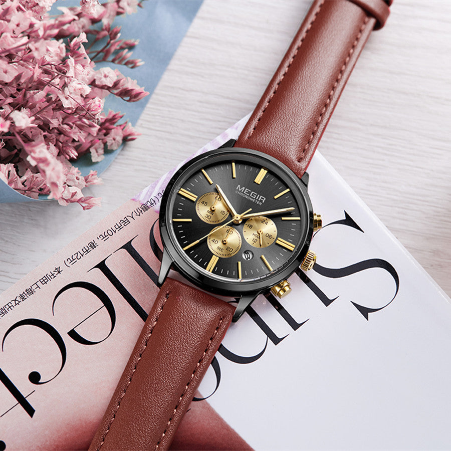 MEGIR Women Casual Watches Leather Strap Ladies Wristwatches Top Brand Luxury Fashion Female Dress Clock Relogio Feminino 2011L-3