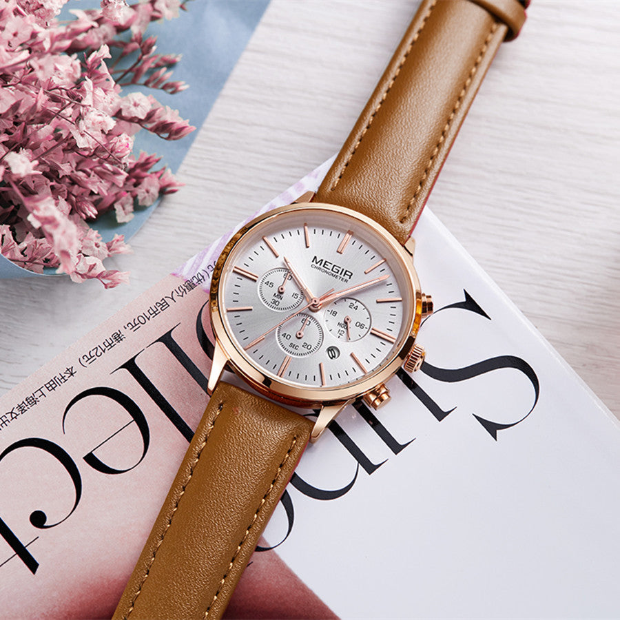 MEGIR Women Casual Watches Leather Strap Ladies Wristwatches Top Brand Luxury Fashion Female Dress Clock Relogio Feminino 2011L-1