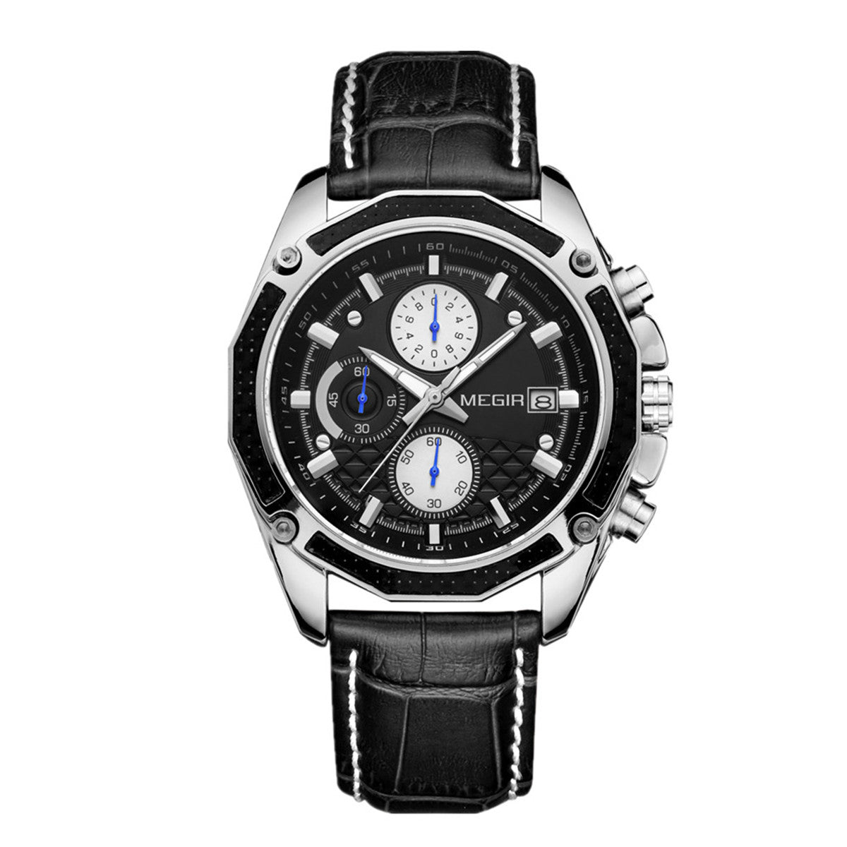 MEGIR Fashion Luxury Sport Watches Luxury Brand Waterproof Leather Chronograph Quartz Military Wristwatch Clock for Men 2015-12