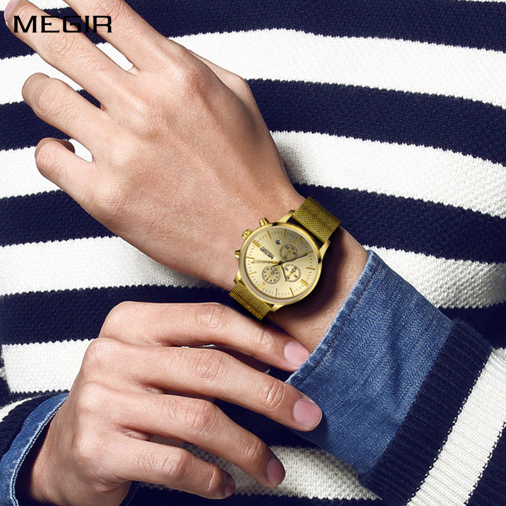 MEGIR Men's Quartz Watch Top Brand Luxury Wristwatch Waterproof Business Clock Date Wrist Watch Chronograph reloj hombre 2011-1