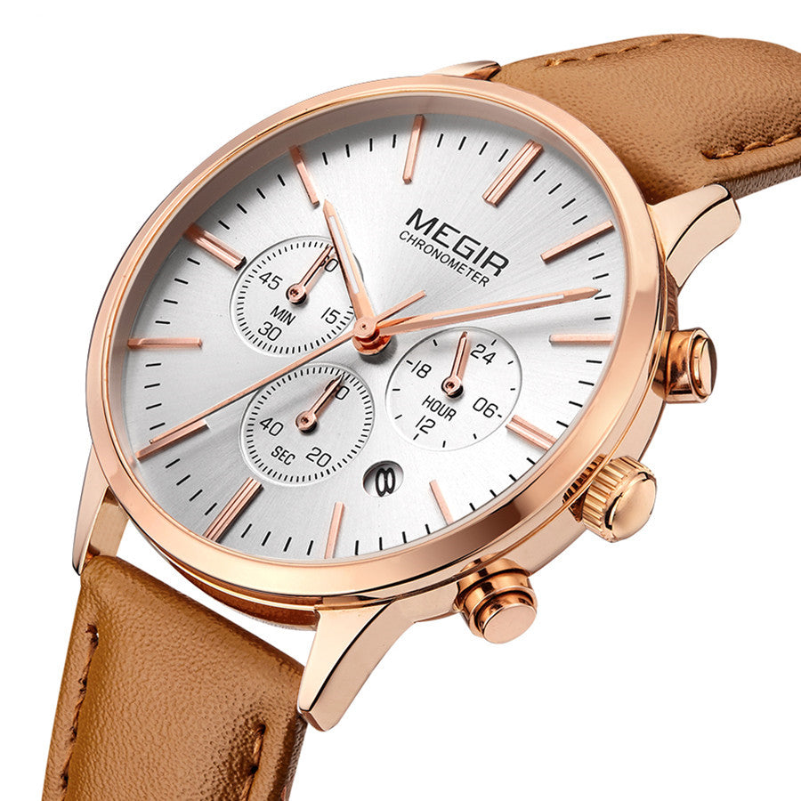 MEGIR Women Casual Watches Leather Strap Ladies Wristwatches Top Brand Luxury Fashion Female Dress Clock Relogio Feminino 2011L-6