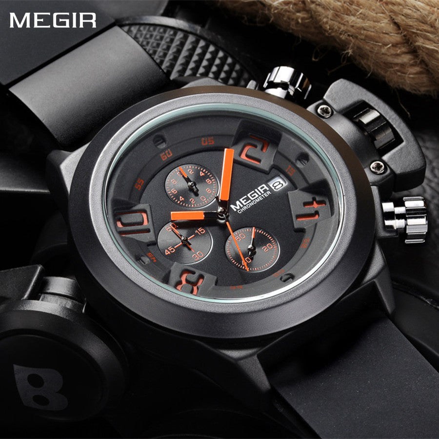 MEGIR Men Watches Luxury Fashion Sport Military Chronograph Luminous Date Quartz Wristwatch Clock Big Dial Relogio Masculino-0