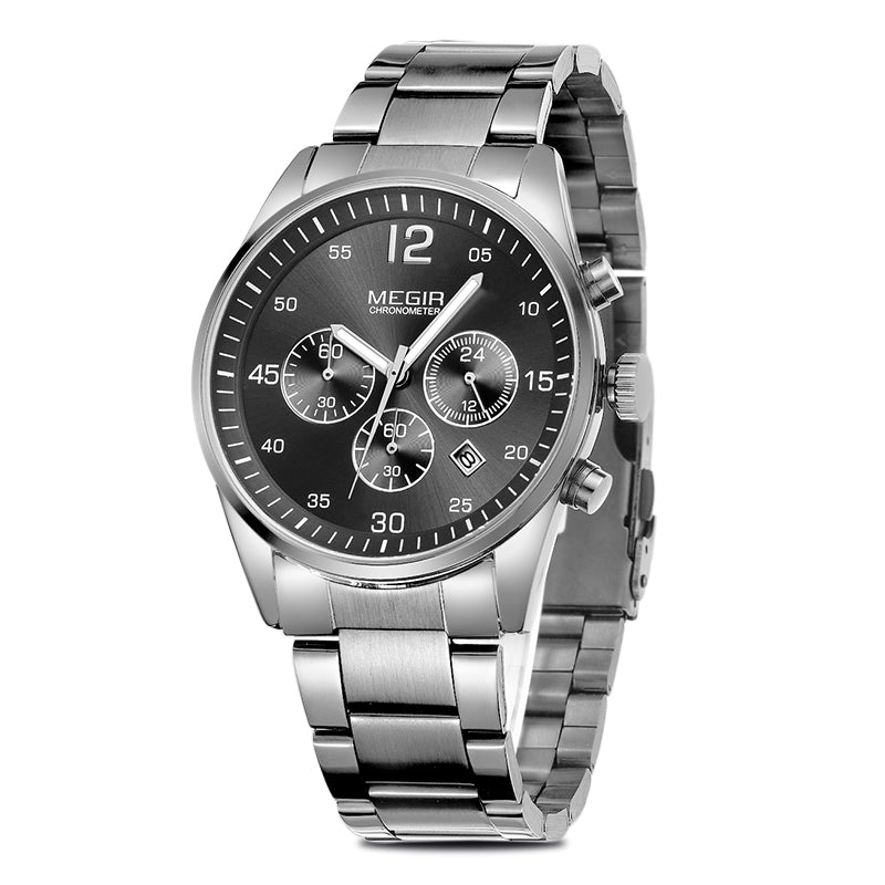 MEGIR Fashion Men Watches Luxury Stainless Steel Business Wristwatch Waterproof Date Quartz Man Clock Relogio Masculino-9