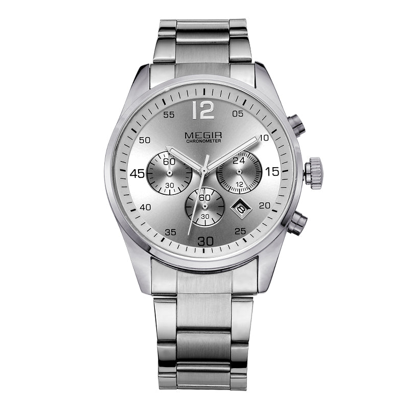 MEGIR Fashion Men Watches Luxury Stainless Steel Business Wristwatch Waterproof Date Quartz Man Clock Relogio Masculino-10