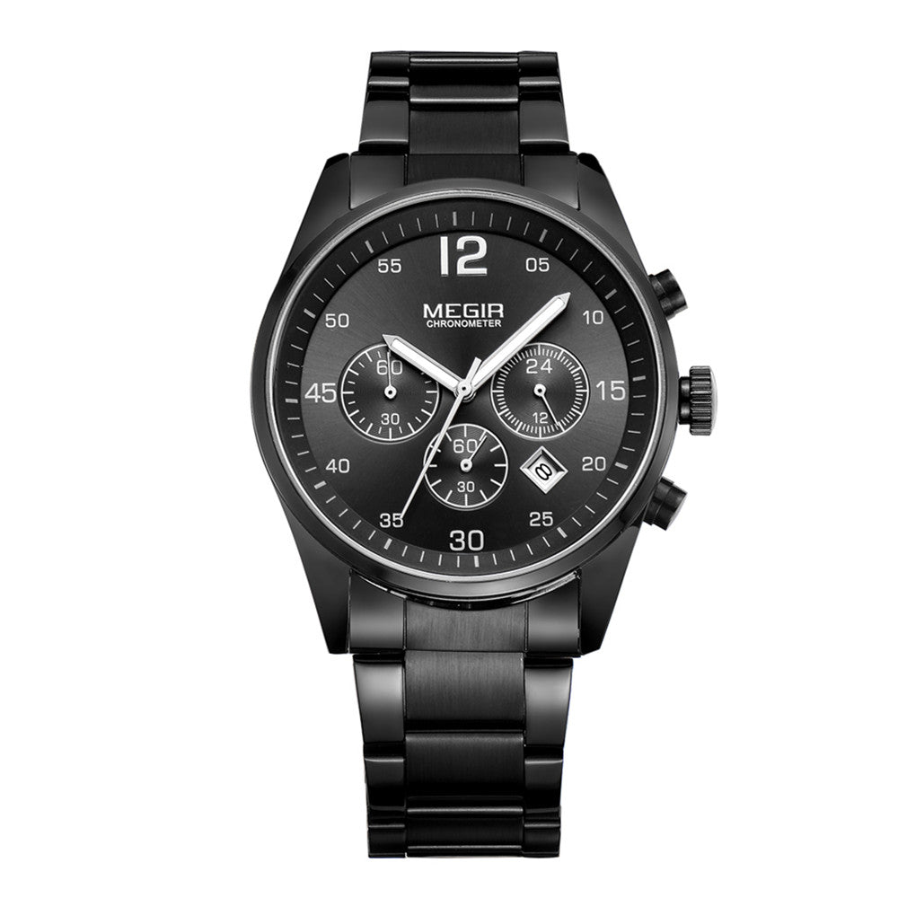 MEGIR Fashion Men Watches Luxury Stainless Steel Business Wristwatch Waterproof Date Quartz Man Clock Relogio Masculino-12