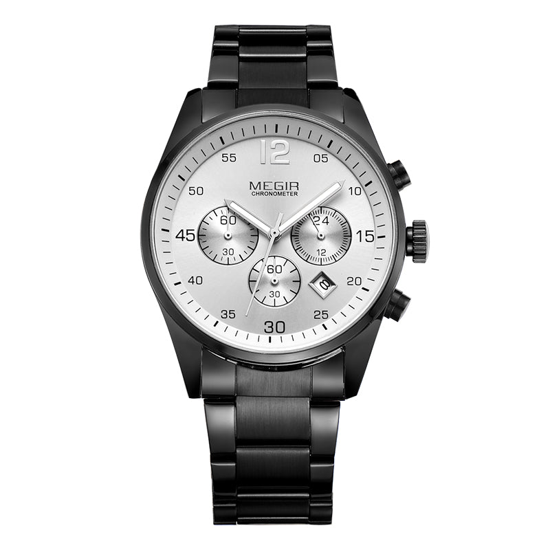 MEGIR Fashion Men Watches Luxury Stainless Steel Business Wristwatch Waterproof Date Quartz Man Clock Relogio Masculino-11