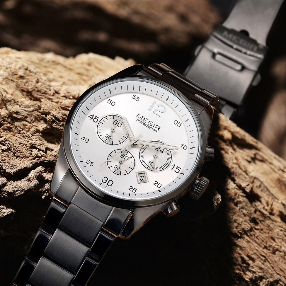 MEGIR Fashion Men Watches Luxury Stainless Steel Business Wristwatch Waterproof Date Quartz Man Clock Relogio Masculino-4