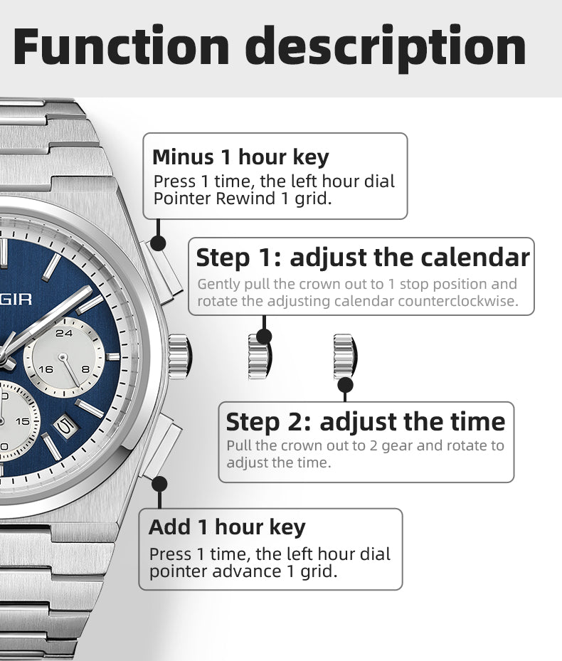 MEGIR Men's Business Watches Original Analogue Quartz Wrist Watch Luminous 5ATM Waterproof Steel Large Dial Clock Reloj Hombre-6