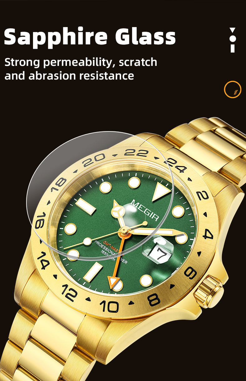 MEGIR Original Luxury Men Analogue Quartz Watch Luminous 5ATM Waterproof Business WristWatch Stainless Steel Clock Montre Homme-10