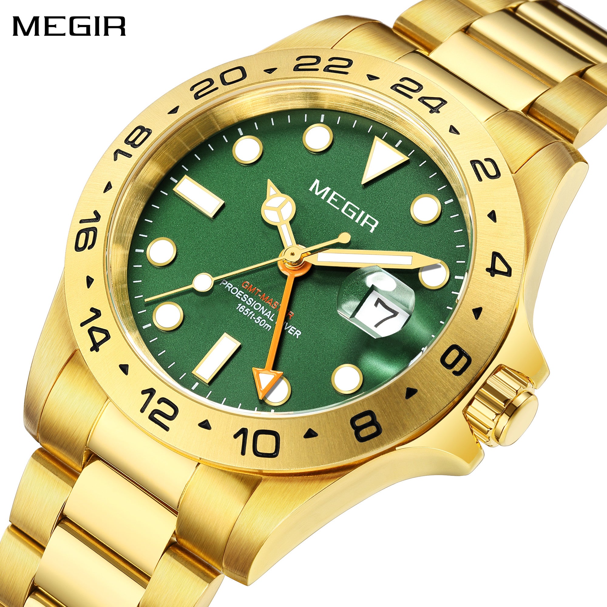 MEGIR Original Luxury Men Analogue Quartz Watch Luminous 5ATM Waterproof Business WristWatch Stainless Steel Clock Montre Homme-0