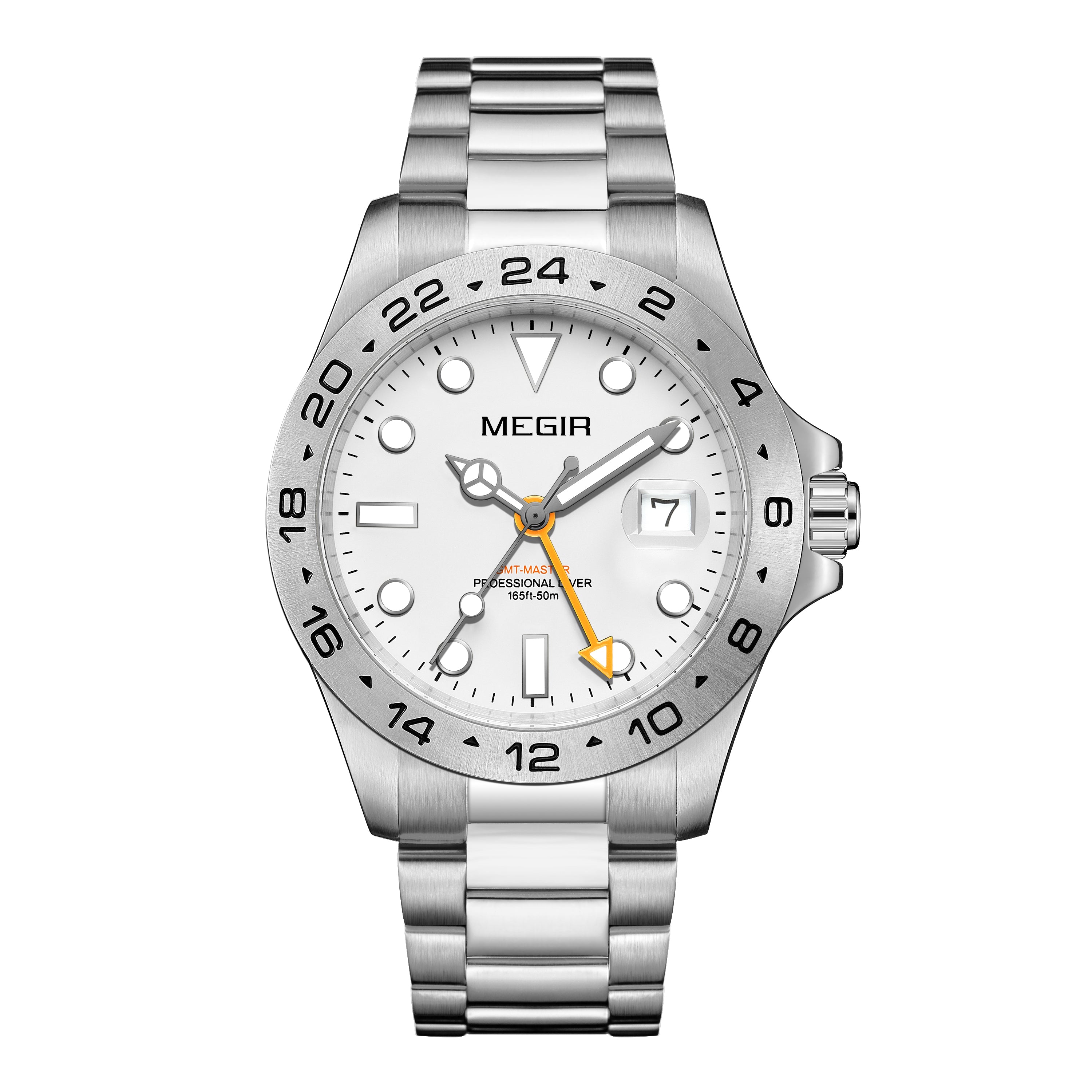 MEGIR Original Luxury Men Analogue Quartz Watch Luminous 5ATM Waterproof Business WristWatch Stainless Steel Clock Montre Homme-6