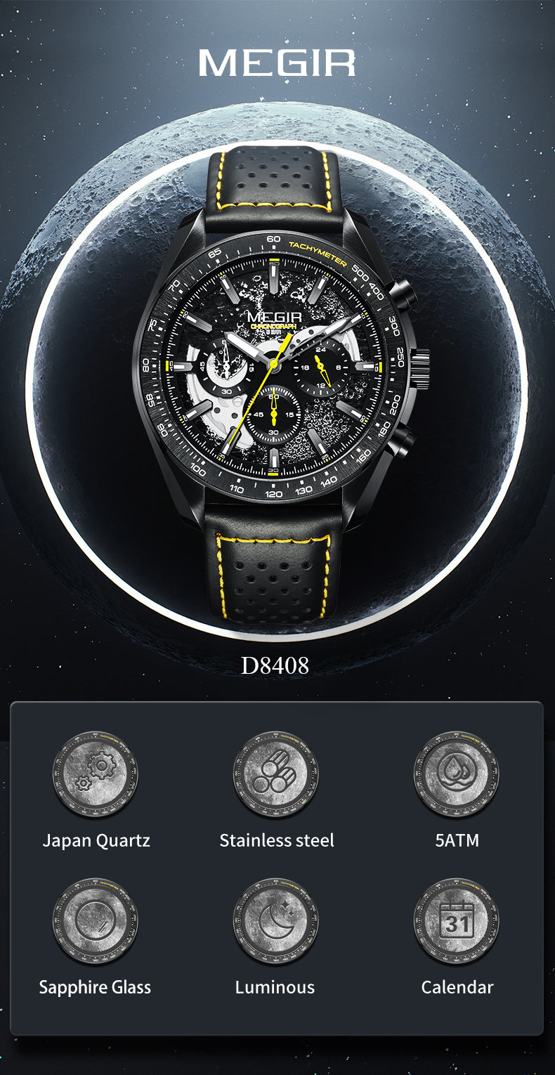 MEGIR Luxury Men's Business Casual Watches Leather Waterproof Quartz Chronograph Male Clock Wristwatch Relogio Masculino-8