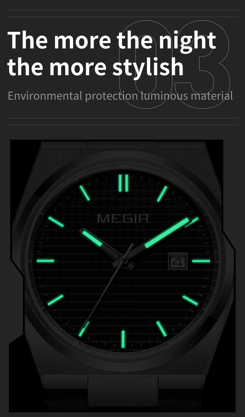 MEGIR Watches for Men Fashion Business Men's Wrist Watch Waterproof Leather Quartz Sport Wristwatch Date Clock Reloj Hombre-7