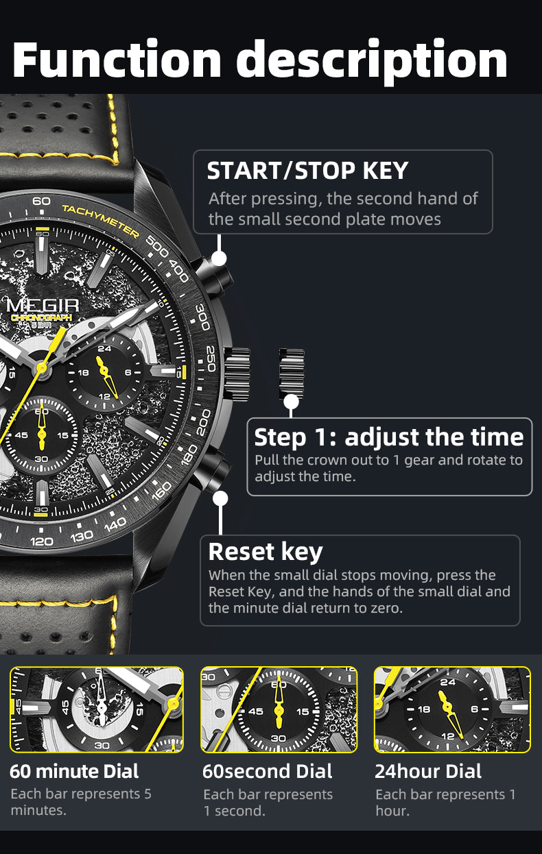 MEGIR Luxury Men's Business Casual Watches Leather Waterproof Quartz Chronograph Male Clock Wristwatch Relogio Masculino-13