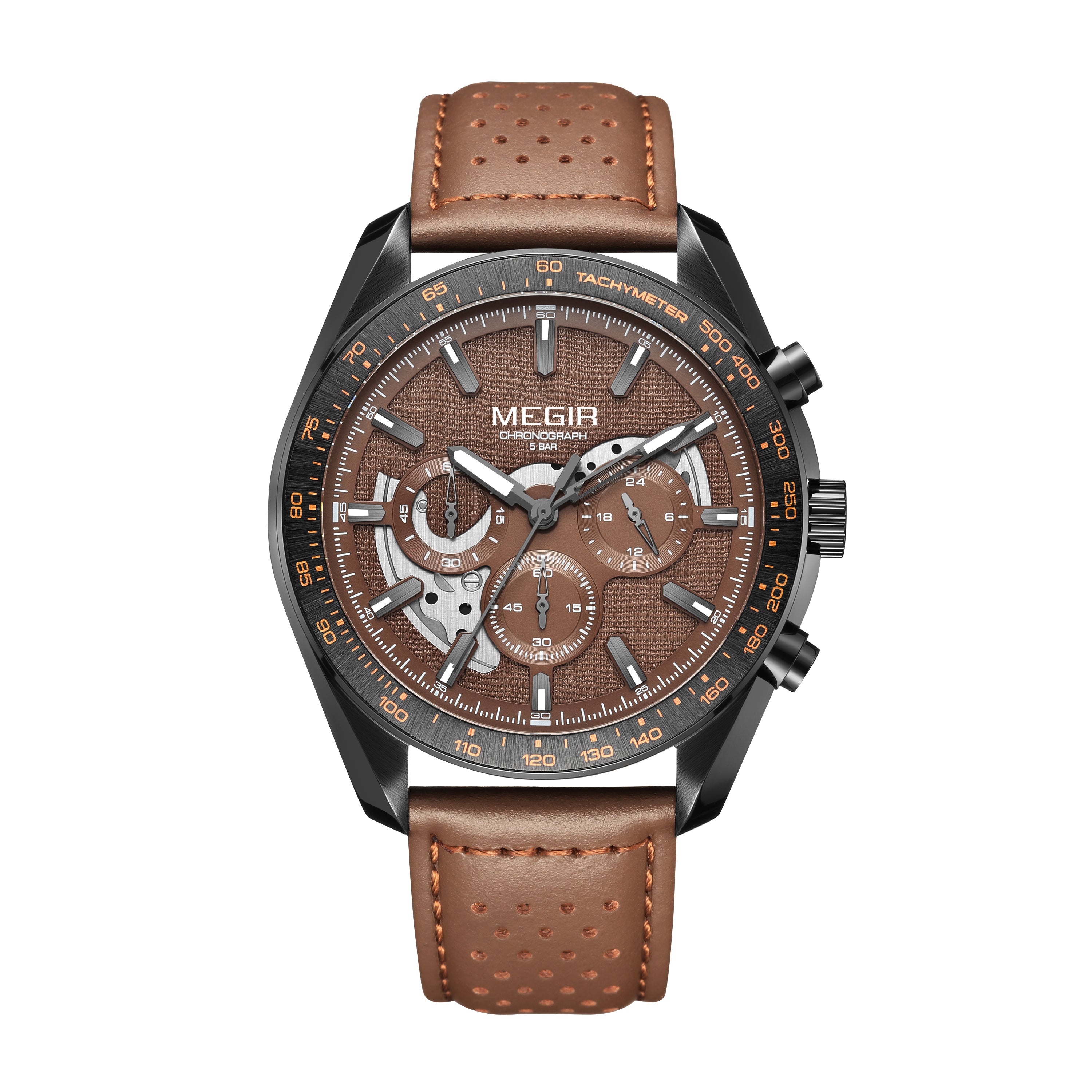 MEGIR Luxury Men's Business Casual Watches Leather Waterproof Quartz Chronograph Male Clock Wristwatch Relogio Masculino-6