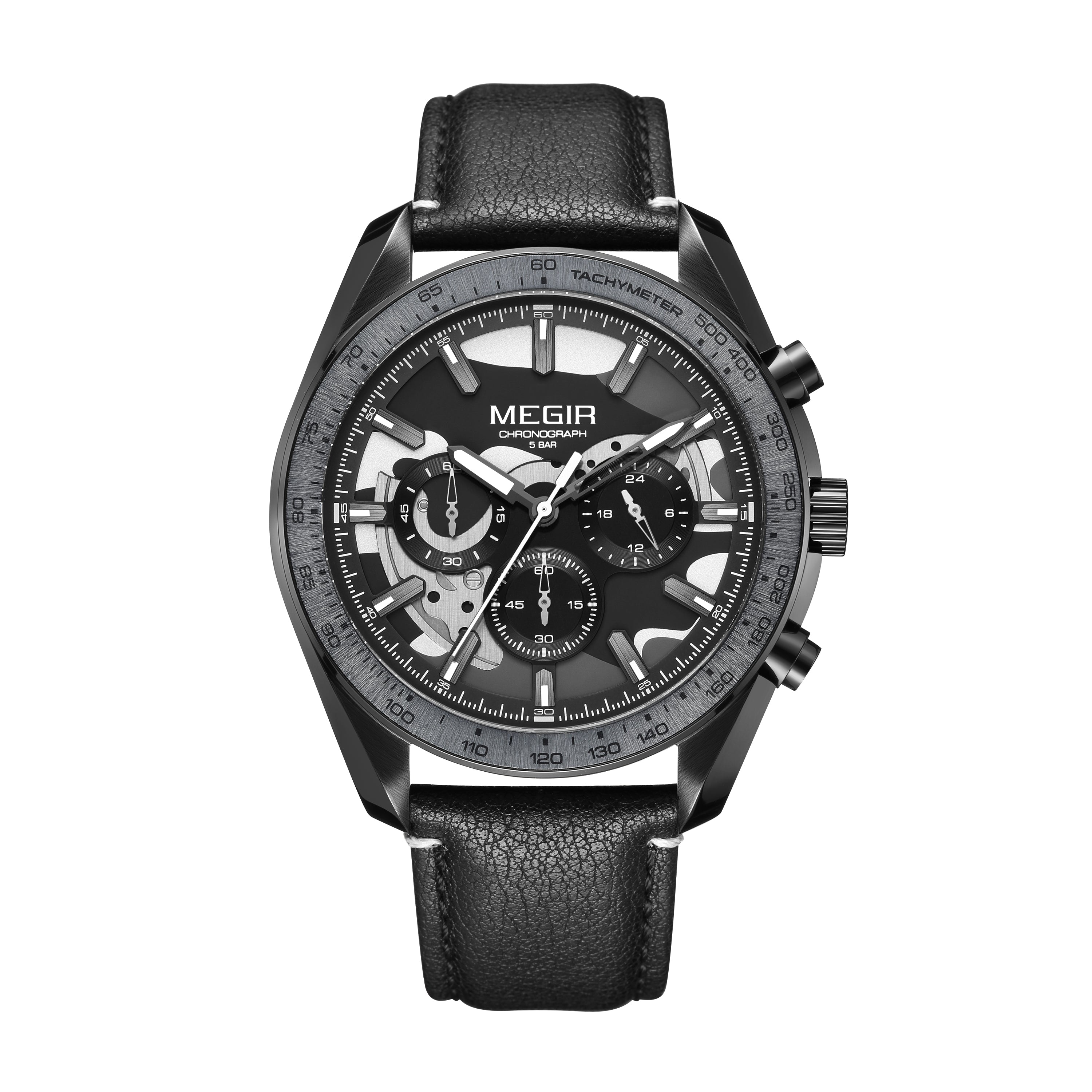 MEGIR Luxury Men's Business Casual Watches Leather Waterproof Quartz Chronograph Male Clock Wristwatch Relogio Masculino-5