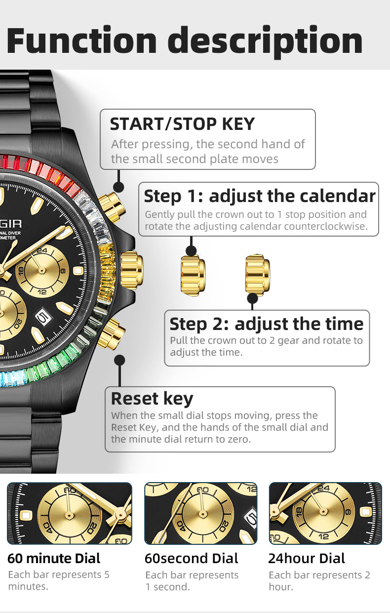 MEGIR Mens Watches Top Brand Luxury Business Wristwatches Stainless Steel Waterproof Date Quartz Chronograph Reloj Hombre 8410-10