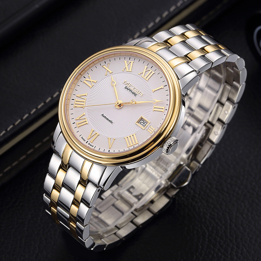 MEGIR Automatic Mechanical Watch Men Stainless Steel Watches Top Brand Luxury Business Wristwatch Male Clock Relogio Masculino-5