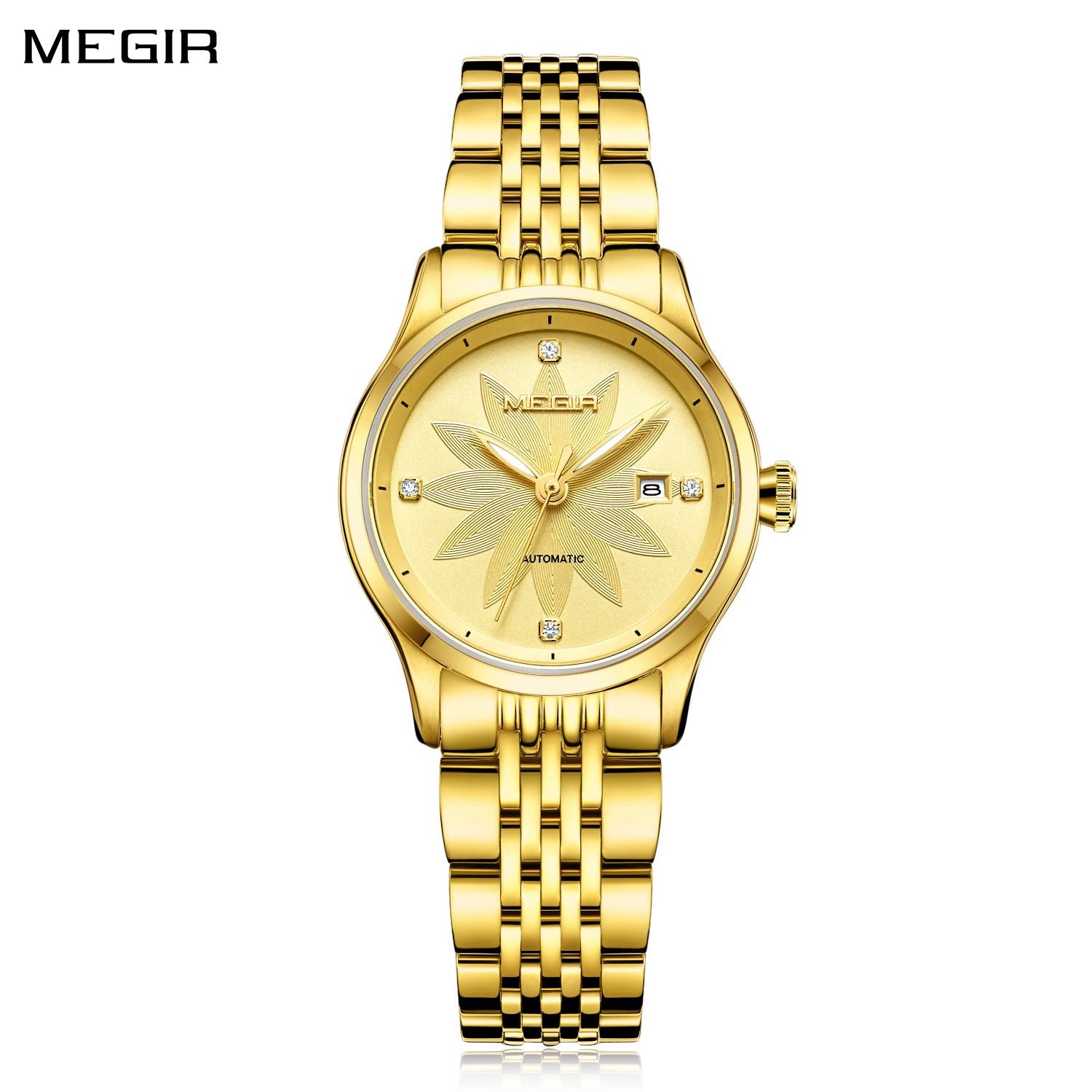 MEGIR Fashion Business Casual Watch for Women Sapphire Automatic Mechanical Wrist Watch Ladies Stainless Steel Female Date Clock-0