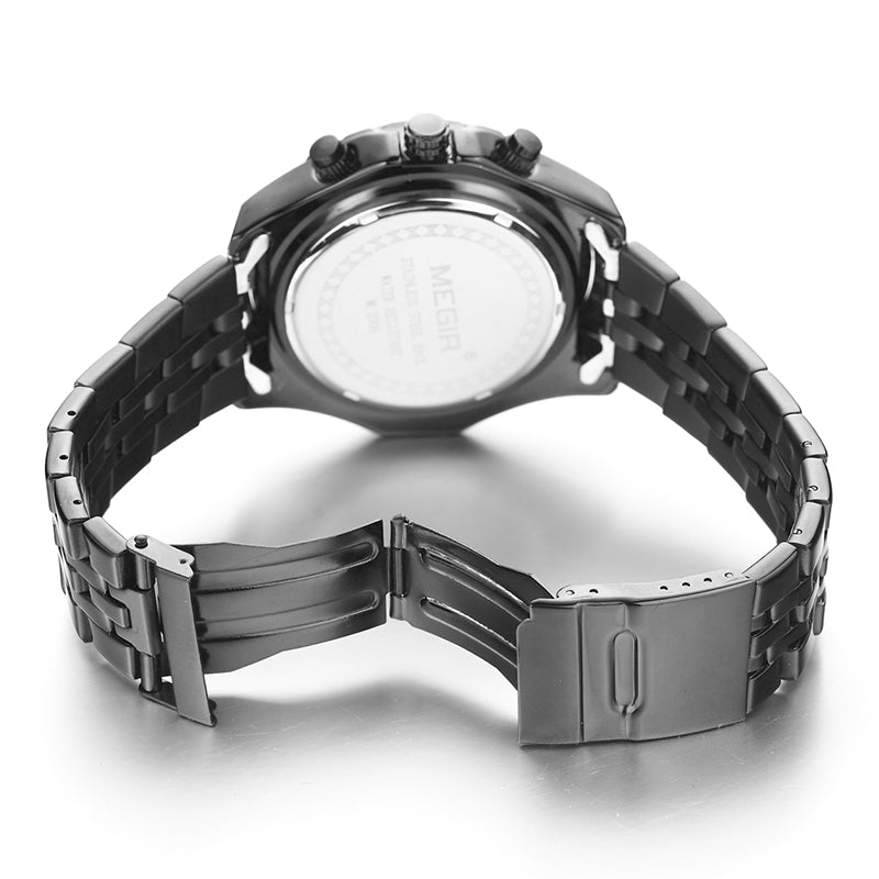 MEGIR Fashion Business Men's Watch Stainless Steel Quartz Wristwatch Calendar Big Dial Man Military Sports Chronograph Clock-6