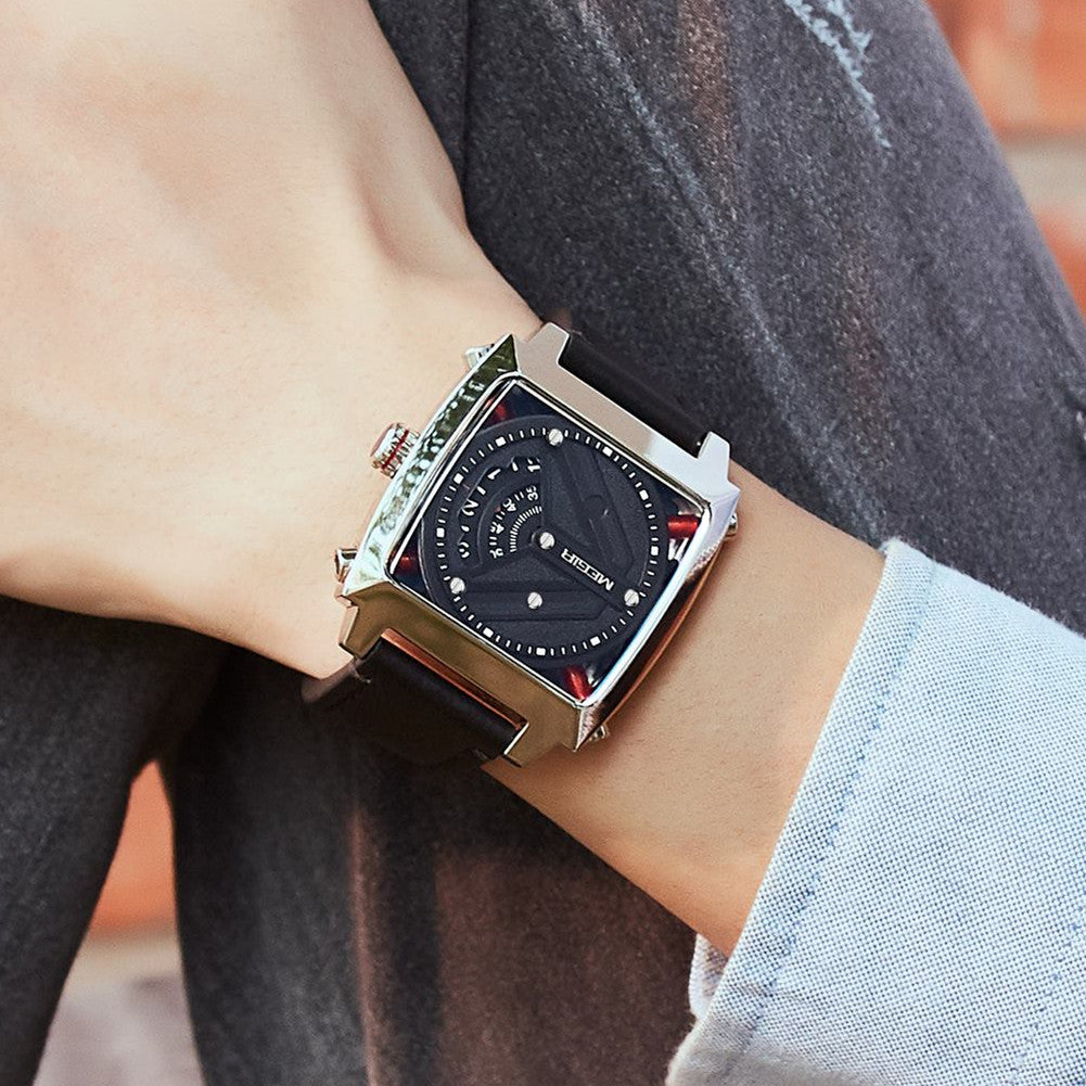 MEGIR Watches for Men Leather Strap Automatic Mechanical Watch Waterproof Business Casual Wristwatch Date Clock Montre Homme-2