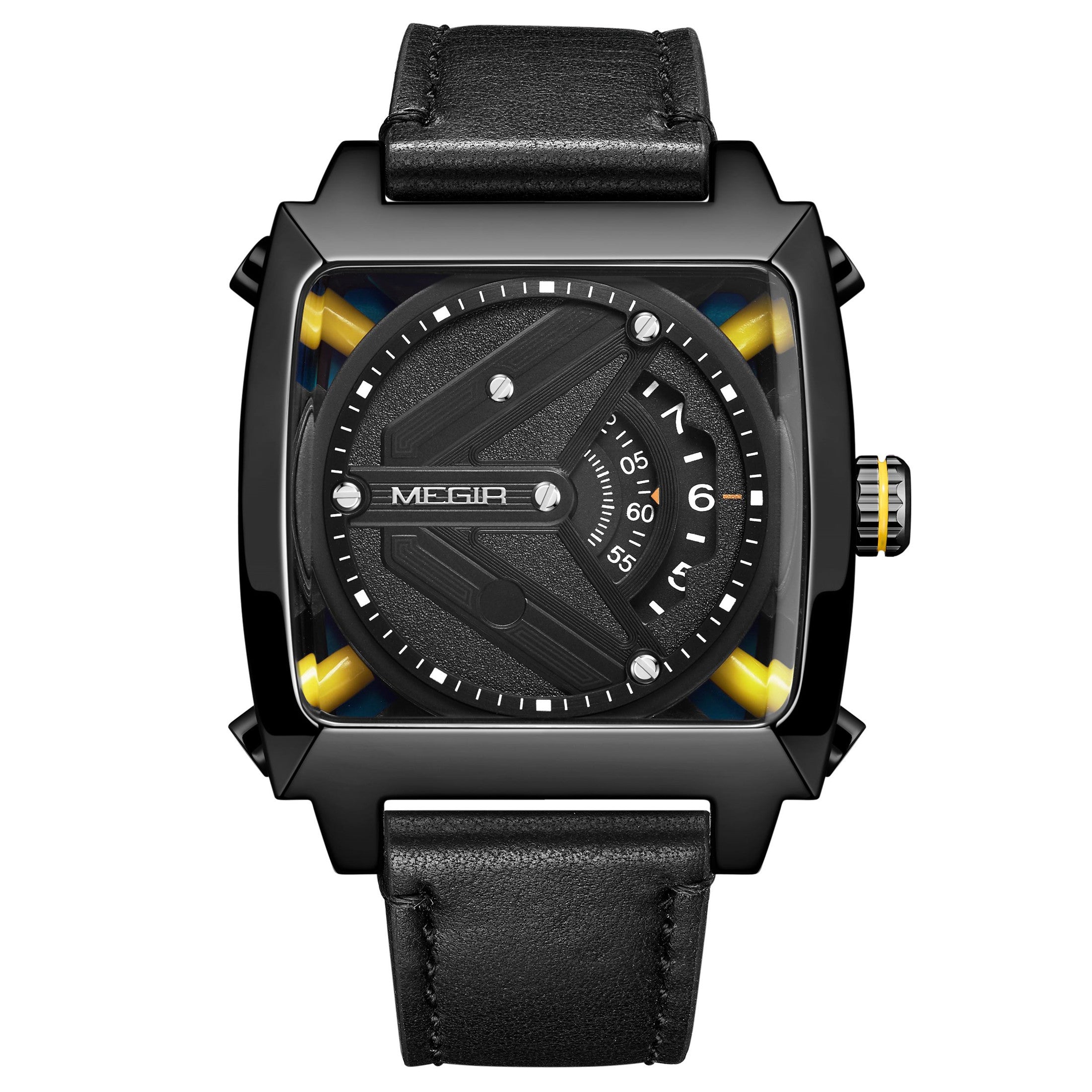 MEGIR Watches for Men Leather Strap Automatic Mechanical Watch Waterproof Business Casual Wristwatch Date Clock Montre Homme-10