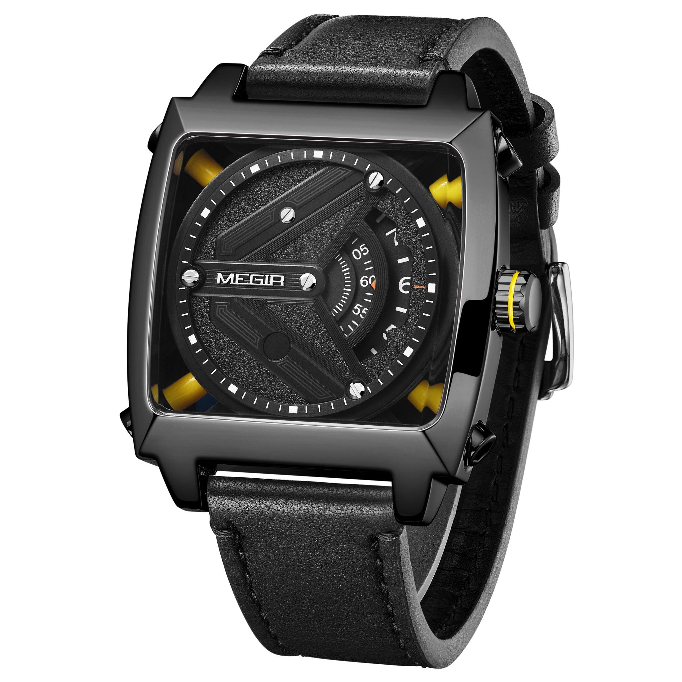 MEGIR Watches for Men Leather Strap Automatic Mechanical Watch Waterproof Business Casual Wristwatch Date Clock Montre Homme-9